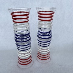 Libby / Anchor Hocking Style Red, White and Blue Glasses Set Of Four MINT!