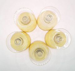 Italian Yellow Art Deco Design Cordial Glasses with Clear Ball Joint Stem (5)