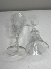 Cambridge Crystal Rose Point Clear Steam 3500 Etched Water Goblet set of 2