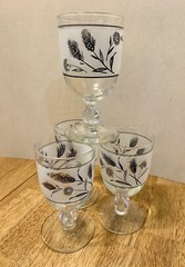 Vintage Libbey Silver Leaf Wheat Frosted Goblets Wine/Water Glasses Lot of 4-MCM