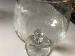 4 Vtg Bohemian Crystal Cascade Snifters Brandy Etched Swag Knob Stem Panel Base