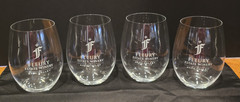 Fleury Estate Winery Napa Valley Stemless Wine Glasses Riedel set of 4 Free S&H
