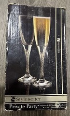 Style Setter Champagne Flutes Glasses 2 Twisted Decorative Stems Holiday Party!!