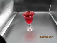 Hand Blown Glass Wine or Water Goblet Clear Stem Beautiful Deep Ruby Red Glass