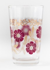VTG Cerve Italy Floral Double Shot Glasses Set of 4 Burgundy Plum Gold 70’s MCM