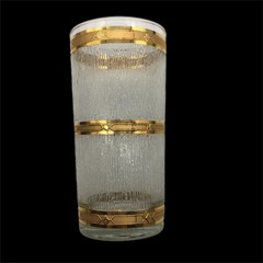 Mid Century Modern Culver Set of 4 Highball Glasses Icicle 22K Gold Trim MCM VTG