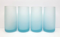 Set of 4 Vintage Ice Blue Frosted Beverage/Drinking Glasses/Tumblers 6″Tall