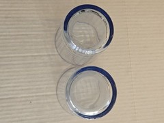 Set/2 Vntg Pasabahce Blue Block Optic 4″ X 3.5″ 12oz Old Fashion Tumblers Turkey