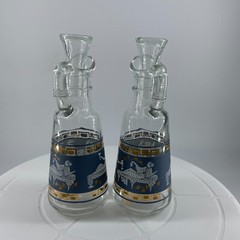 Cera Glass Cruet Set Etruscan Frieze Roman Greek Key MCM Vintage HTF