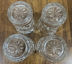 4 Vintage Anchor Hocking Prescut Clear 3-1/2” Flared Oatmeal Flat Juice Glass