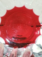 9″ Bowl Cranberry Red Cut to clear Crystal glass Baccarat or Val St Lambert TCPL
