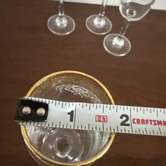 Cellini 24K GOLD Trim Etched Blown Crystal Wine Glasses Set of 4 Italy