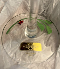 VTG Lenox Butterfly Meadow Hand Painted Crystal Wine Glasses Goblet Set of 7