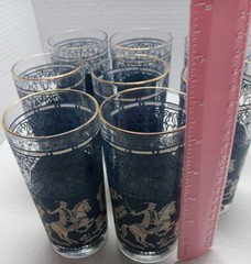 Warrior Mid Century Arabian Knight Jasper Ware Vintage Drinking Glasses Set Of 8