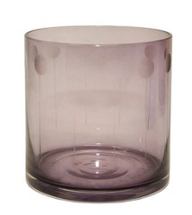 Mid-Century Mod Crystal Whiskey Tumbler Glasses Etched Design 4″ T Blue Purple