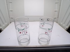 (2) Corelle Coordinates «Rosemarie» 16 oz Cooler Glasses Drinkware- Pink Tulip