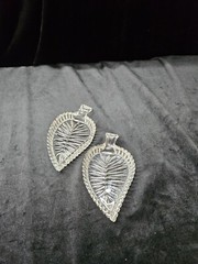 Vintage Glass leaf design Trinket dishes. Set Of 2