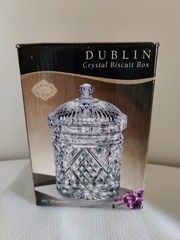 Dublin Crystal Biscuit Box. Shannon Crystal by Godinger- New
