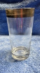 VTG Set of 4 Silver Colored Rim High Ball Tumbler Glasses