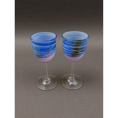 Steven Maslach 1978 Signed Volcano Ash Hand Blown 5 7/8″ Cordial Glass Set Of 2
