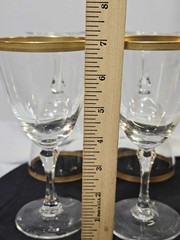Set of 4- vtg Tuxedo Gold Trim gold encrusted band Clear Wine Glass By Lenox 7in