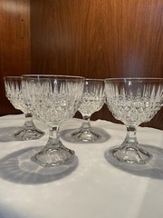 4 Fostoria Tall Crystal Sherbet Dessert Dish Cups Stratton Pattern 5 3/8″ MINT
