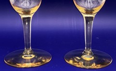 TIFFIN FRANCISCAN Paulina 2 Wine / Water RARE Mandarin Yellow Stems No. 14196
