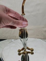 Rare Cordial Glass Smoking Pipe form straw 6″ Venetian Murano gold enamel floral