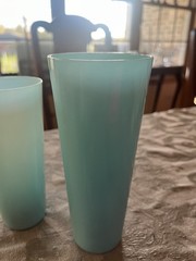Set of 2 Vintage Portieux Vallerysthal Blue Opaline Tumblers Original Label