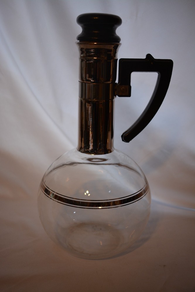 MCM Vintage Inland XXX Hand Blown Glass Coffee Carafe 12 Cup w/ Cork Stopper