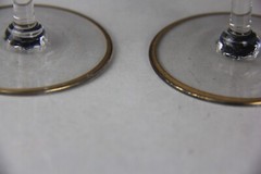 Pair of VTG Hand Painted Flowers Gold Enamel Glass Wine Glasses