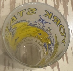 New York State Map Souvenir Frosted Drinking Glass Tumbler Vintage Niagara Falls