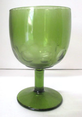 Vintage Green Glass Thumbprint Goblet Bartlett Collins