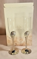 Set of 2 – Lenox Forevermore Champagne Flute Silver Plated Glasses New Open Box