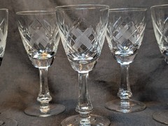 Antique «X» Goblets, Hand Cut Intricate X Design Lyngby? Sasaki?