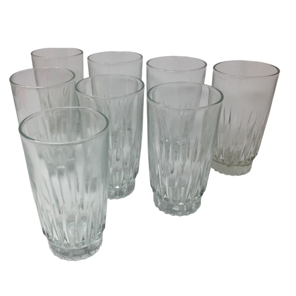 Set of 8 Clear Glass Drinking Glasses- Each glass is about 6 by 3 inches