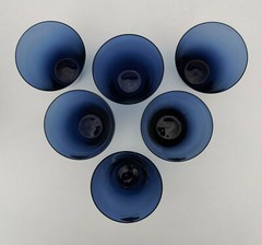 Early NUUTAJARVI NOTSJO KAJ FRANCK Thin Wall KARTIO BLUE GLASS TUMBLERS & BOX