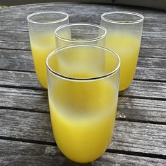 3 Blendo Yellow Frosted Tumblers 5″ West Virginia Glass W/ Gold Rim