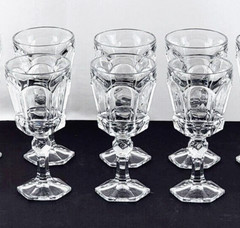 Fostoria Virginia Clear 6 Crystal Wine Goblets Glasses 6″ H 5 oz NEW OLD STOCK