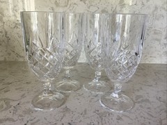 Set of 4 Godinger Shannon Dublin Pattern Crystal Iced Tea Glasses 14 oz.