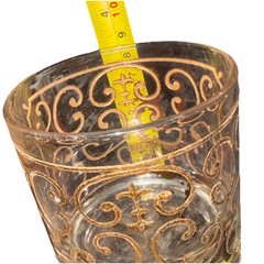 MCM Signed George Briard’s Double Old Fashion Glass Spanish Scroll 22k Filigree