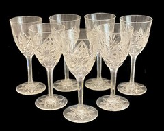 7 Val St (Saint) Lambert Clear Cut Claret Wine Glass Goblets – Cane, Arch, Fan