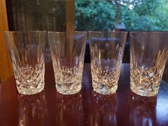 Set (4) Juice Tumblers 3-3/4″ Glasses Irish Signed Galway Crystal «Clifden Cut»