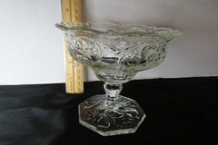 Vintage McKee Rock Crystal Clear, Jam/Jelly/Compote  Bowl, Floral, great.