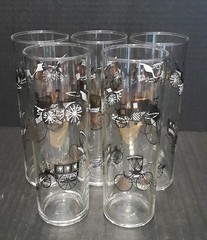 Set of 4 Vintage LIBBEY Horseless Carriage 14oz Iced Tea Glasses7″