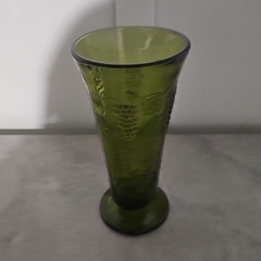 Vintage 50’s Green Indiana Glass Vase with Raised Grape Pattern