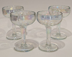 Set/4 Vintage Princess House Iridescent Champagne Coupe Glasses 6 oz 5 3/8″T MCM