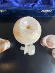 Onyx Shot Glasses carved Set of 6 w/ D ecanter Stone Onyx Marble Cordial Barware