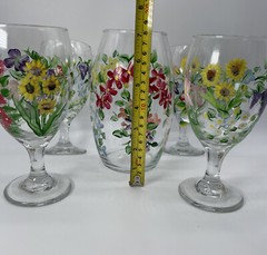 Artisan Made Carafe Blown Glass Wine Water Goblets 4-12 Oz Glasses & 48 Oz Vase