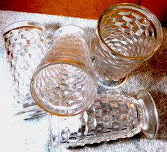 Indiana Glass~Whitehall Clear Colony Cubist Goblet Tumblers Set of 4